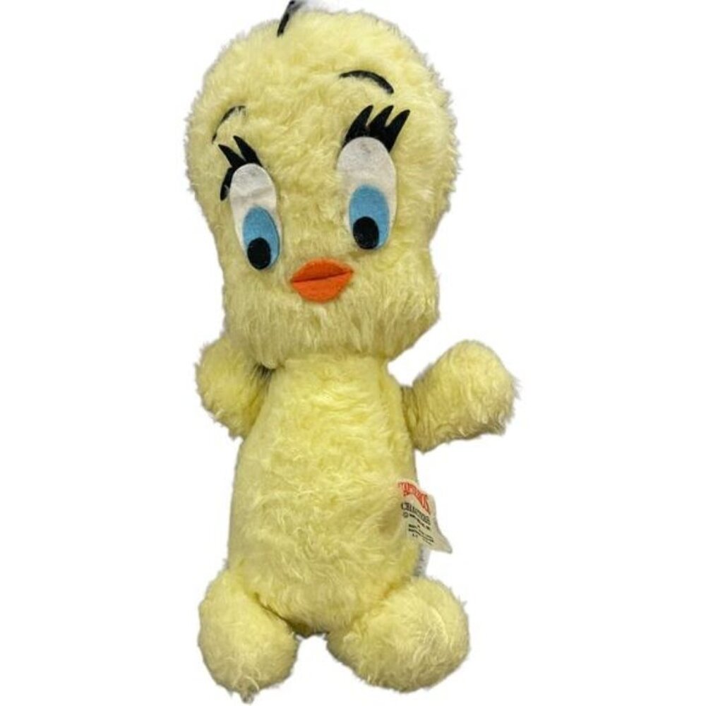 Vintage 1971 Warner Brothers Tweety bird chipped foam plush stuffed animal 13"